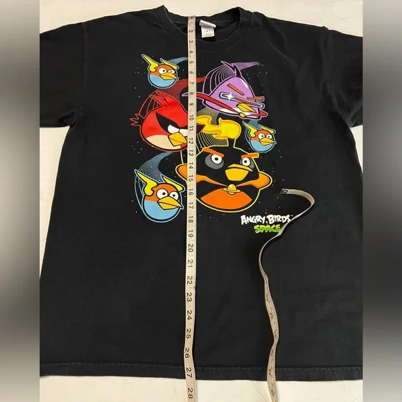 Y2K Angry Birds Space Anim Cartoon Graphic T Shirt Size Large Black S/S - Picture 2 of 13